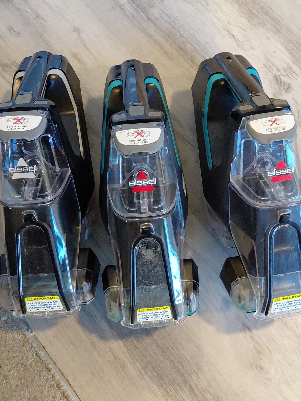 Bissell Handheld Carpet Spot Cleaners in Black with Teal Accents (Set of 3)